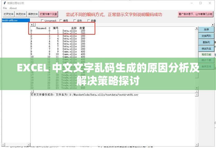 EXCEL 中文文字乱码生成的原因分析及解决策略探讨