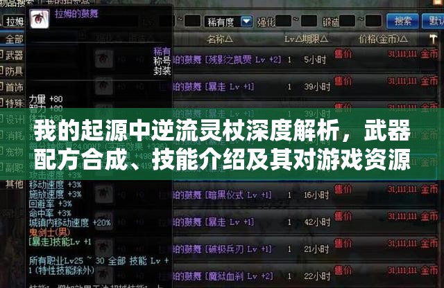 我的起源中逆流灵杖深度解析，武器配方合成、技能介绍及其对游戏资源管理的影响