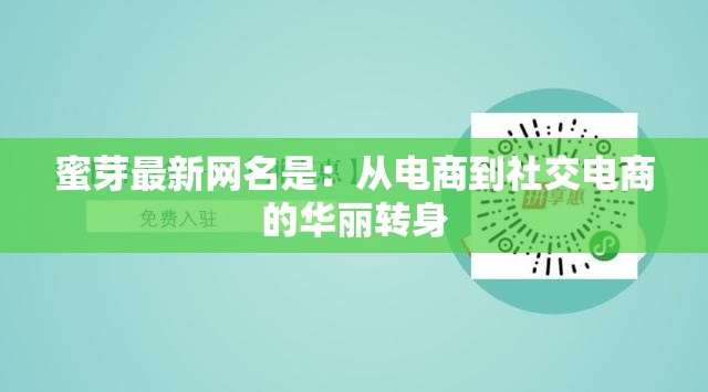 蜜芽最新网名是：从电商到社交电商的华丽转身