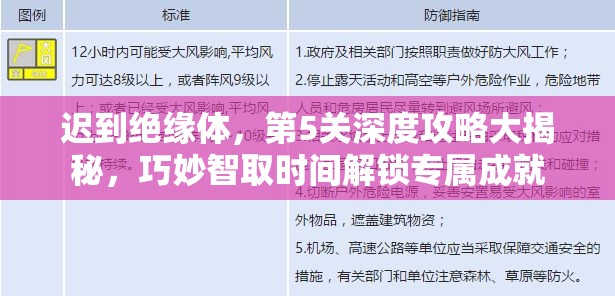 迟到绝缘体，第5关深度攻略大揭秘，巧妙智取时间解锁专属成就