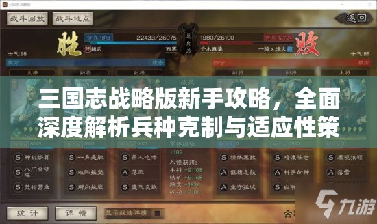 三国志战略版新手攻略，全面深度解析兵种克制与适应性策略