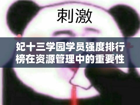 妃十三学园学员强度排行榜在资源管理中的重要性及高效策略解析