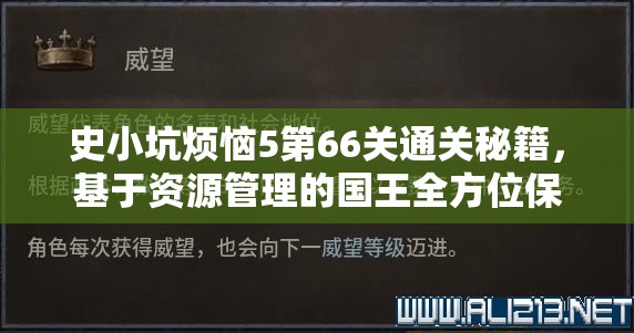 史小坑烦恼5第66关通关秘籍，基于资源管理的国王全方位保护策略