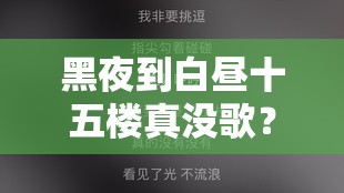 黑夜到白昼十五楼真没歌？全攻略揭秘，新手如何蜕变精通？