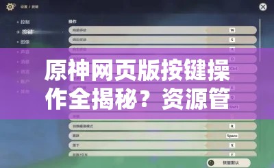 原神网页版按键操作全揭秘？资源管理高效指南等你来掌握！