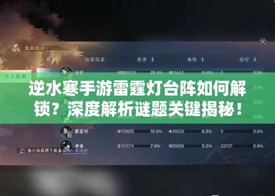 逆水寒手游雷霆灯台阵如何解锁？深度解析谜题关键揭秘！