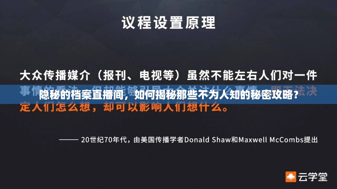 隐秘的档案直播间，如何揭秘那些不为人知的秘密攻略？