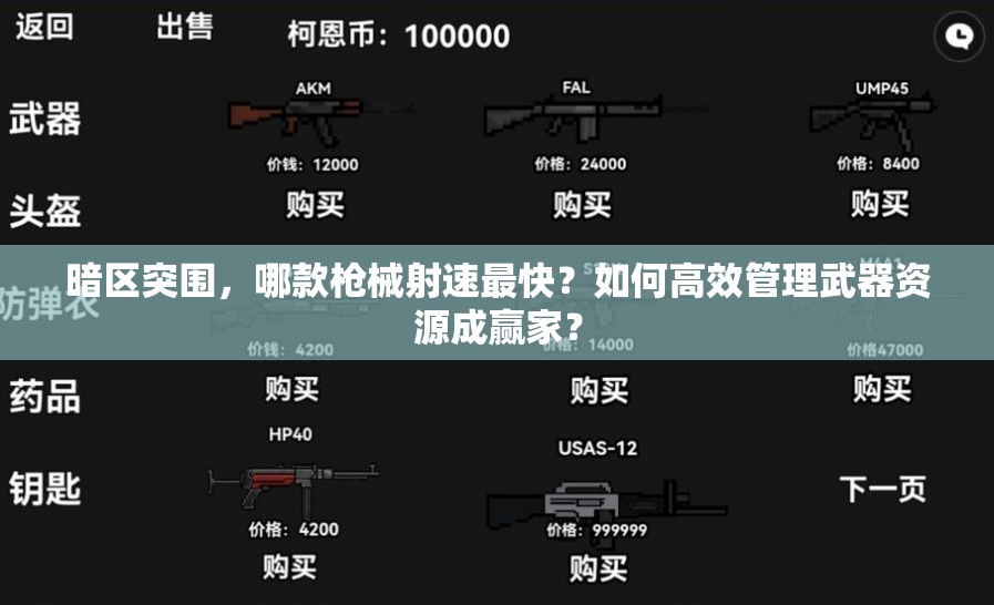 暗区突围，哪款枪械射速最快？如何高效管理武器资源成赢家？