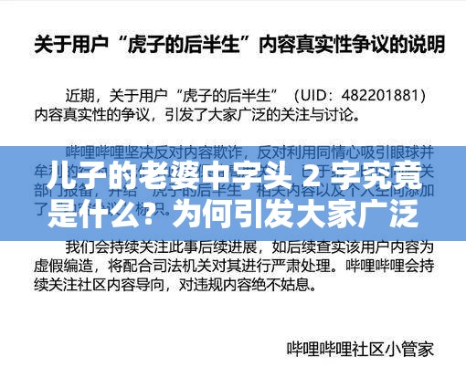 儿子的老婆中字头 2 字究竟是什么？为何引发大家广泛关注与讨论？