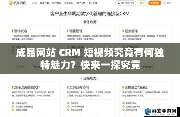 成品网站 CRM 短视频究竟有何独特魅力？快来一探究竟