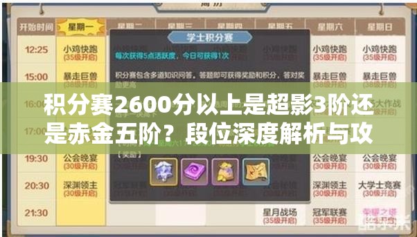 积分赛2600分以上是超影3阶还是赤金五阶？段位深度解析与攻略